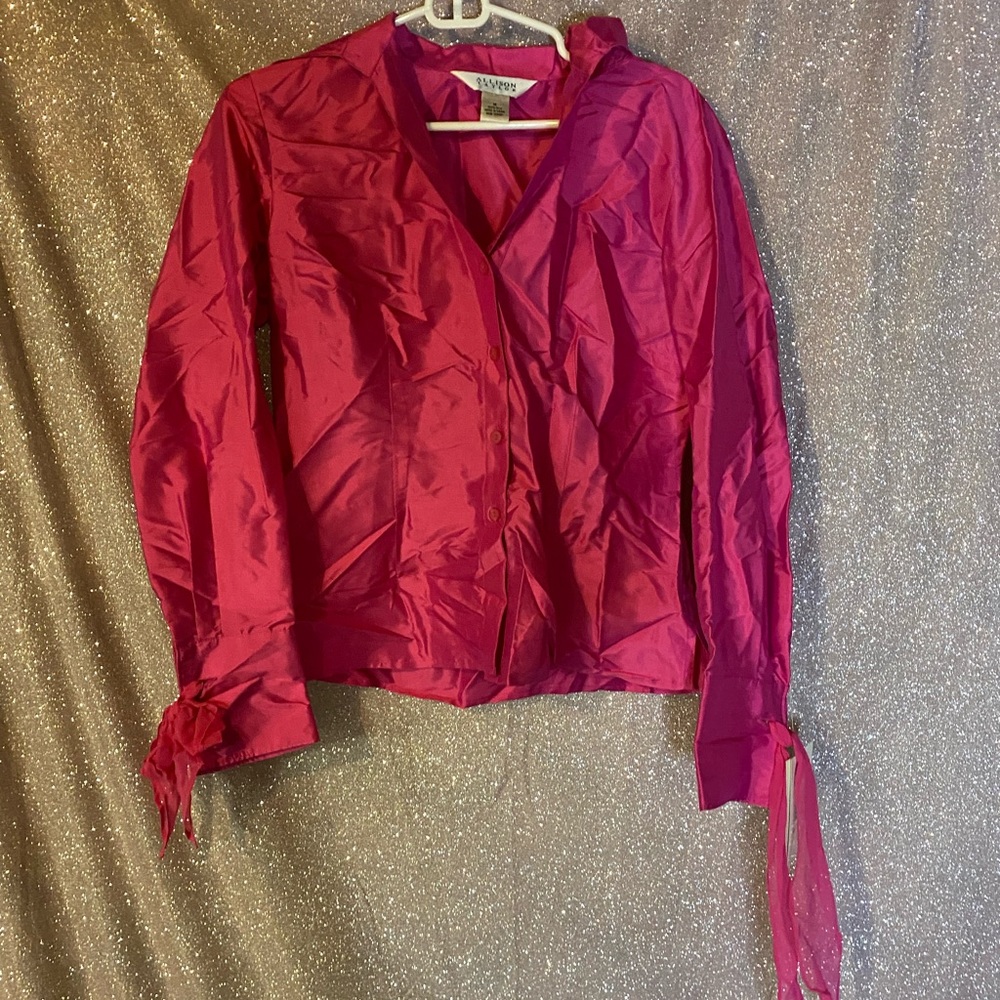 Pink blouse with tie sleeves